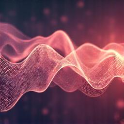 Ondas sonoras abstractas entrelazadas con elementos artísticos